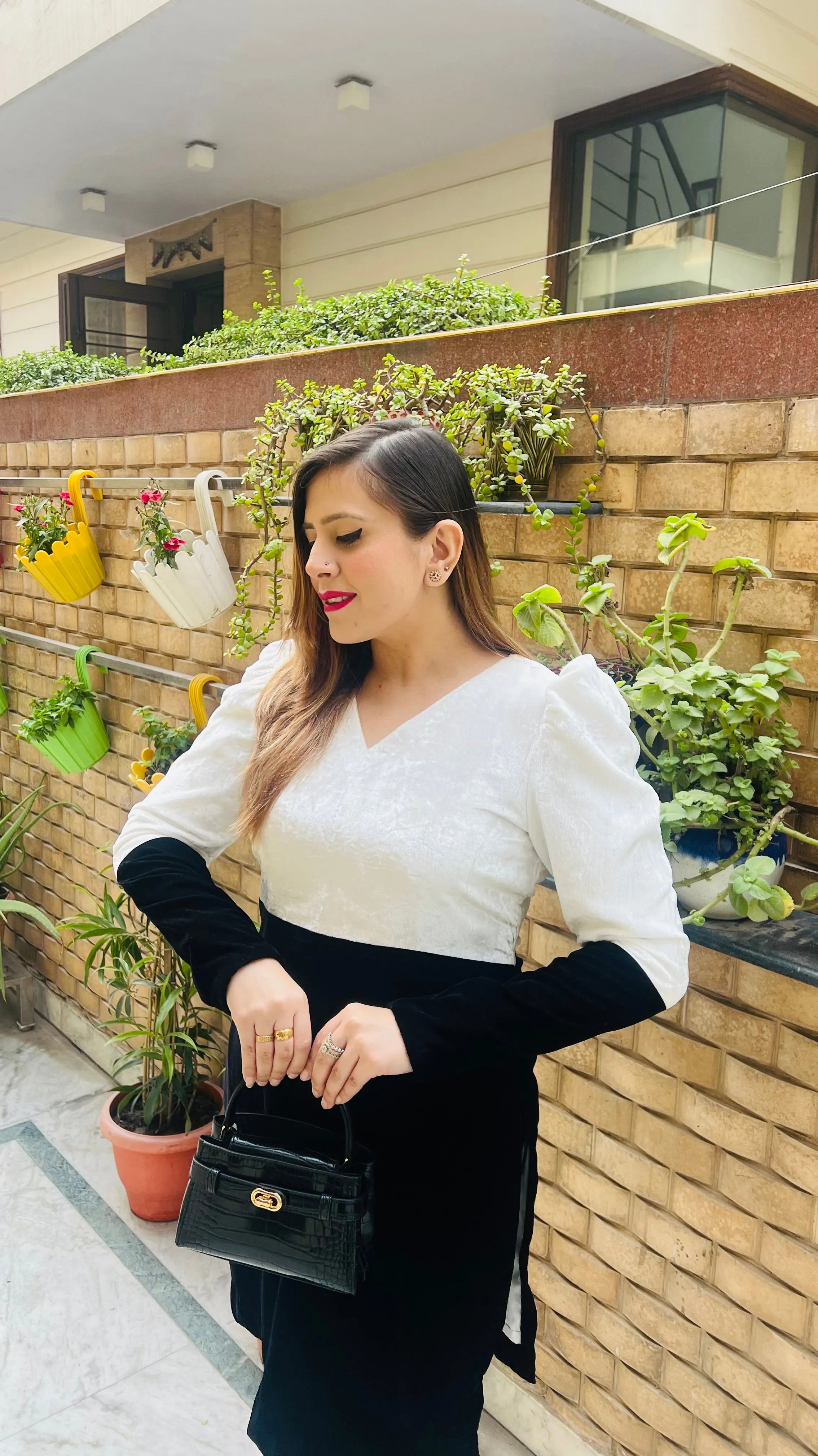 Black & White Velvet Co-Ord