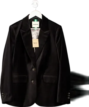 BODEN Black Marylebone Velvet Blazer UK 16