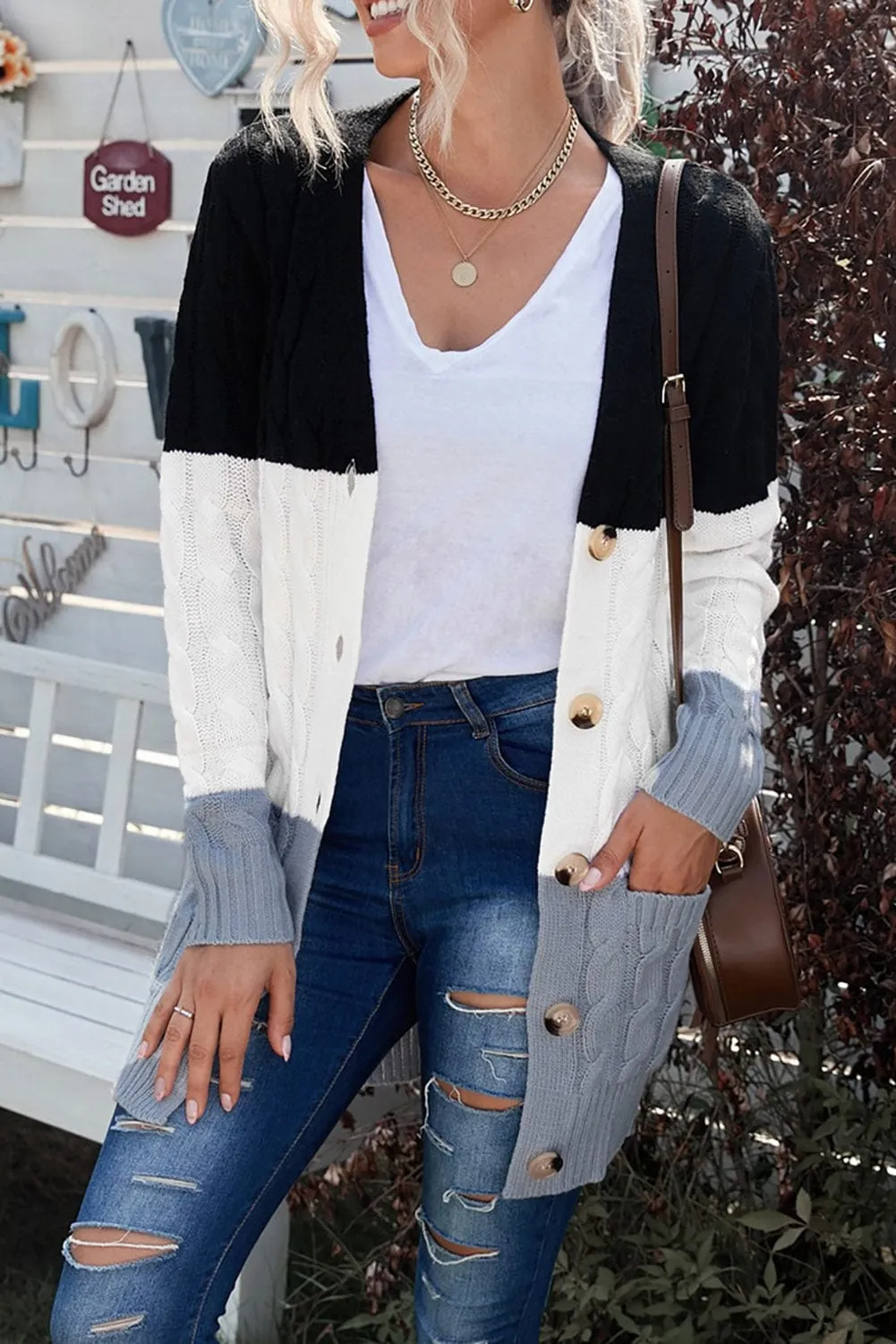 Button Front Cardigan Sweater