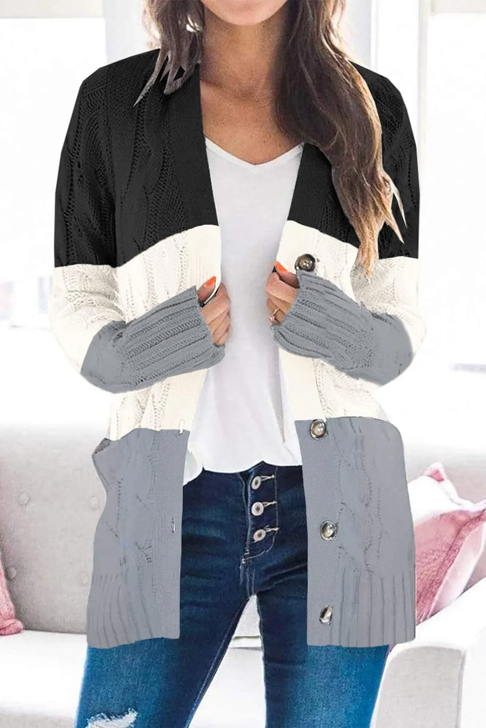 Button Front Cardigan Sweater