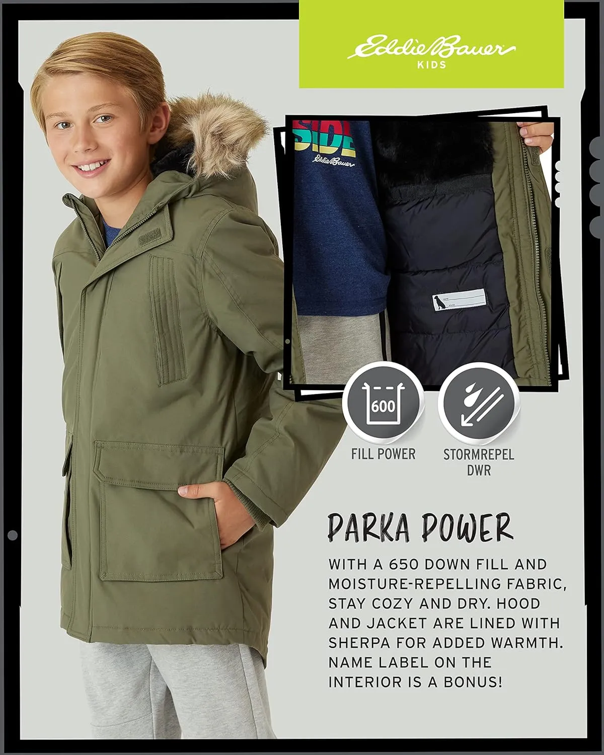 Eddie Bauer Boys' Winter Coat  Waterproof Heavyweight Down Parka Jacket with Faux Fur Hood (3-20)