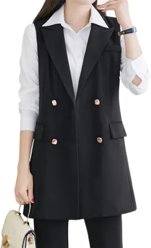 IDEALSANXUN Vest for Women Fashion Casual Double Breasted Sleeveless Blazer Jackets Suit Vest