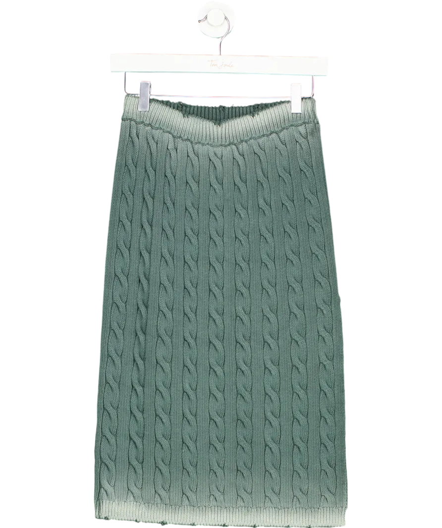 MIU MIU Green Cable-knit Distressed Midi Skirt - Size 36 UK XXS