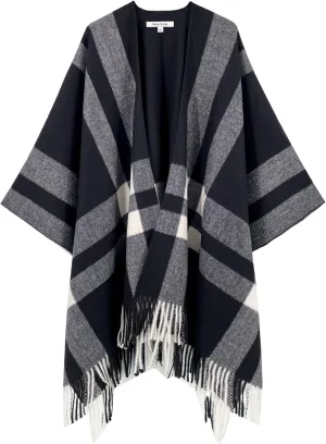 Moss Rose Women's Travel Plaid Shawl Wrap Open Front Poncho Cape for Fall Winter
