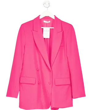 Reserved Pink Plain Double Breasted Blazer UK M