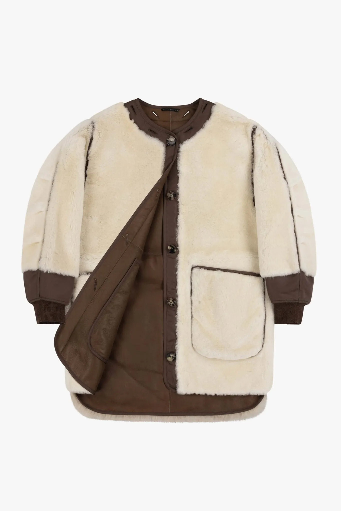 Shearling Coat - Natural / Chocolate