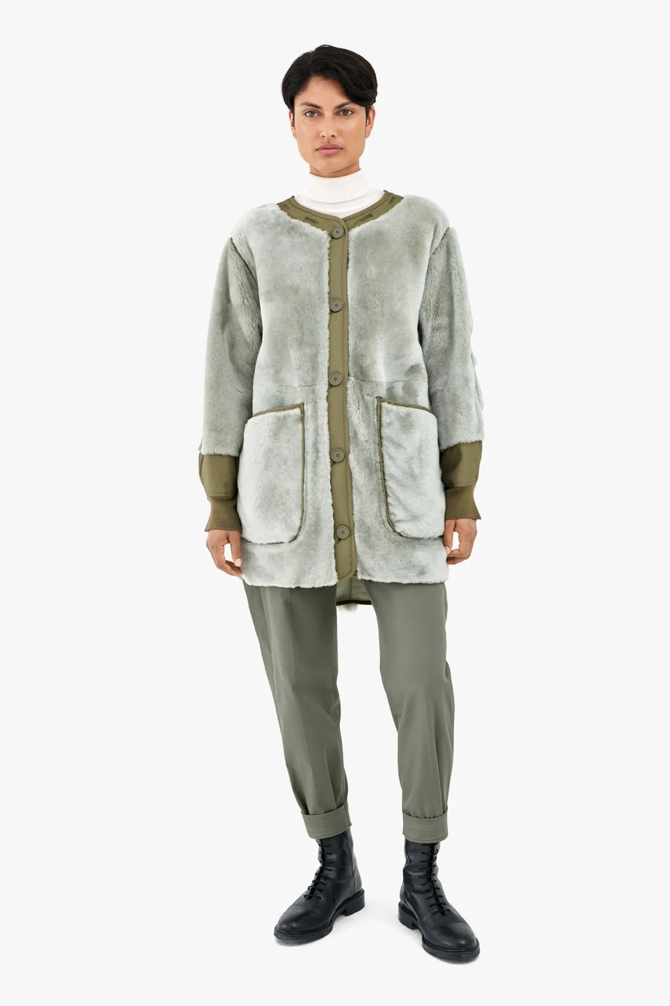 Shearling Coat - Pale Jade / Jade