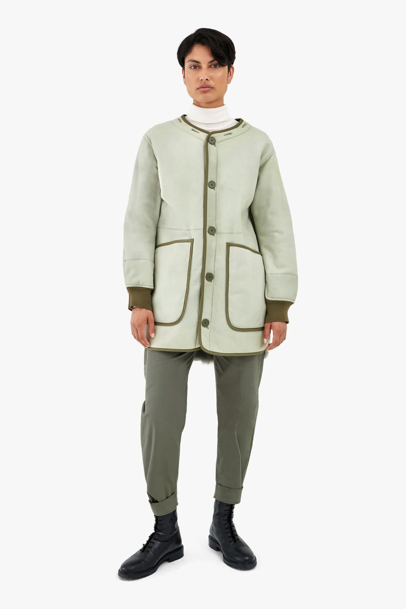 Shearling Coat - Pale Jade / Jade