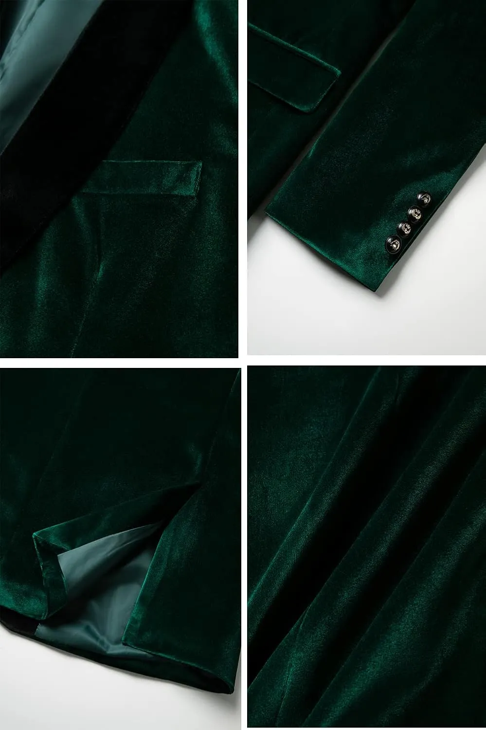THWEI Mens Velvet Blazer Slim-Fit Solid Color One Button Blazer Sport Coat Jacket for Wedding Dinner Party