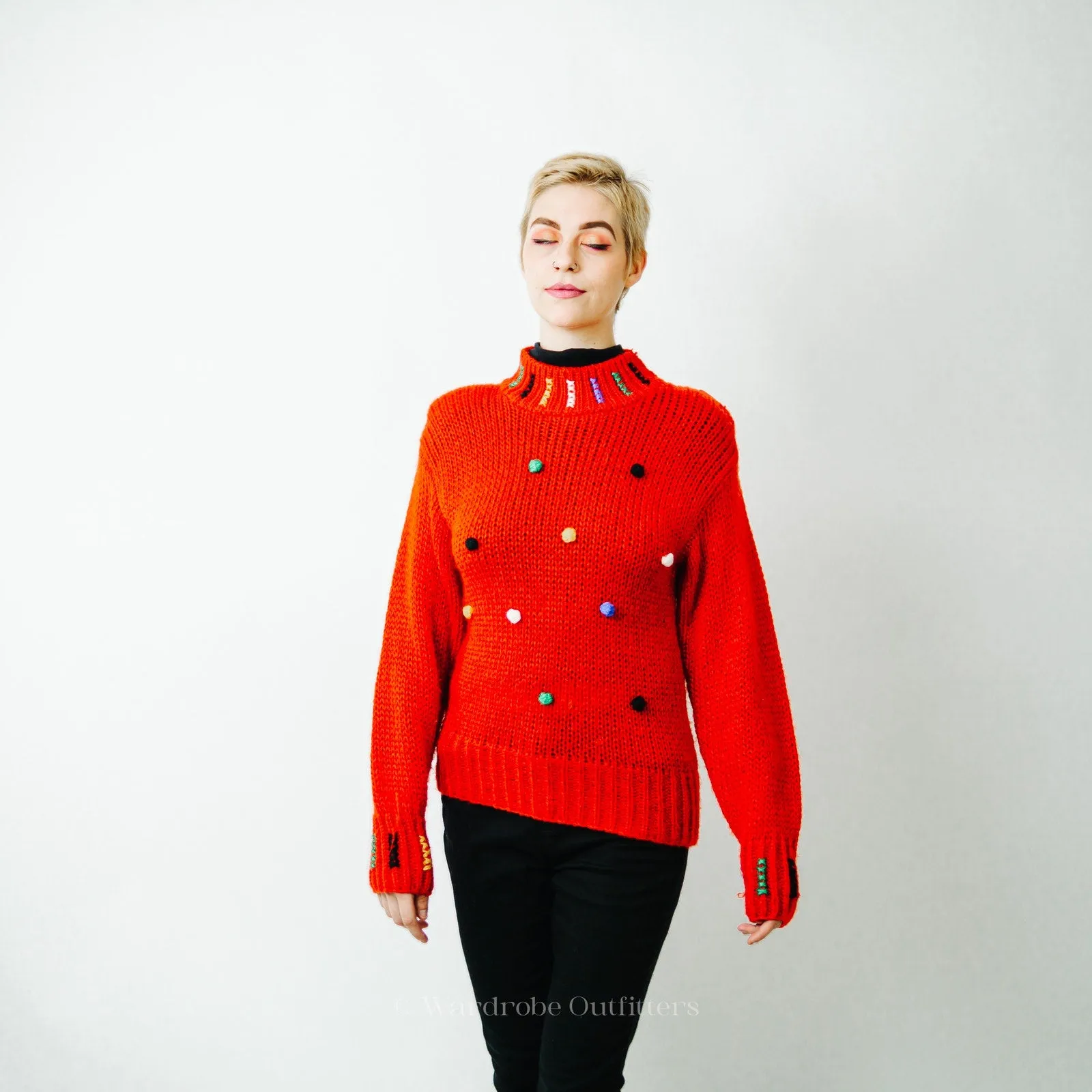 Vintage Knit Polka Dot Sweater - Small