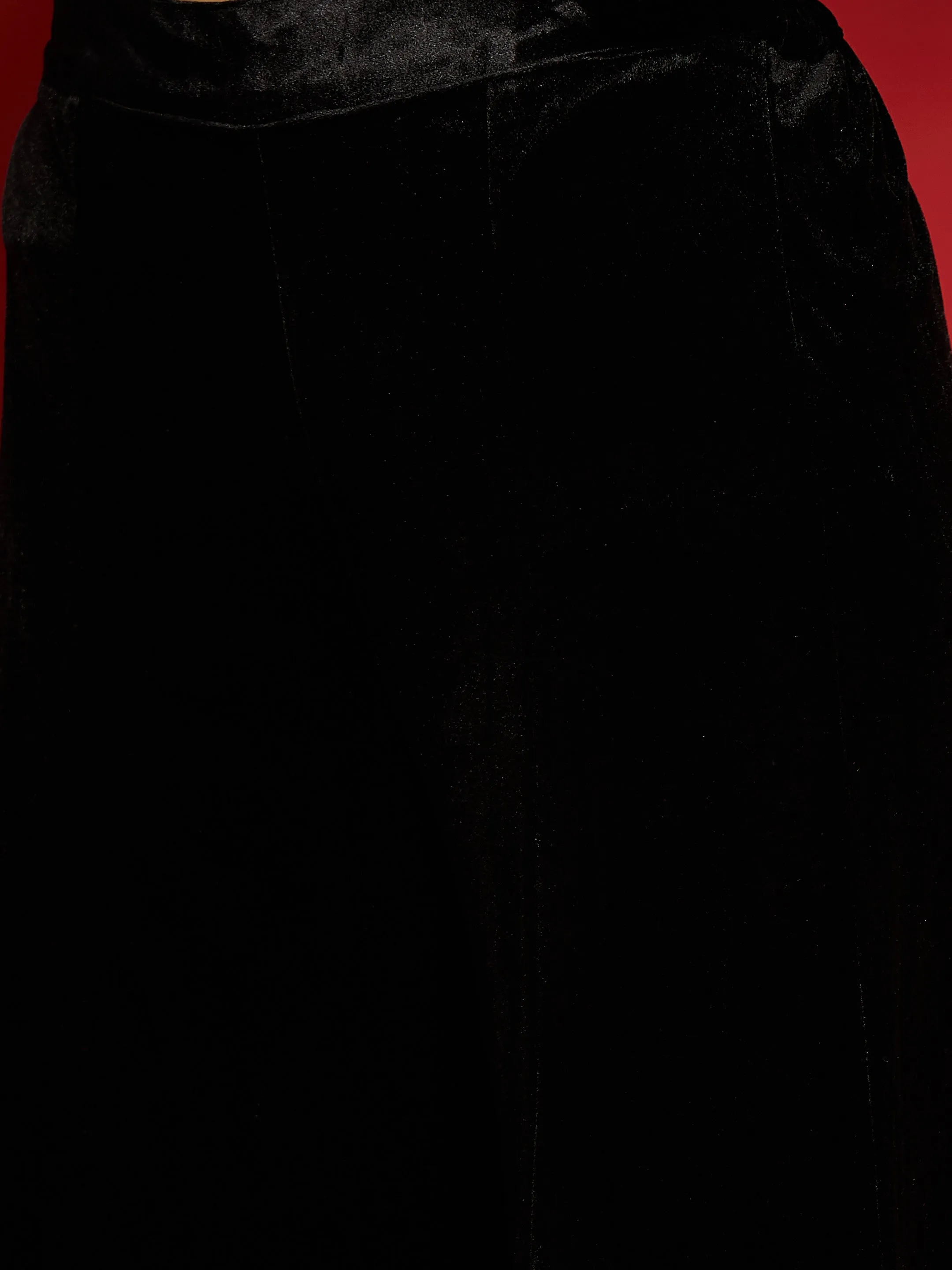 Women Black Velvet Embroidered Short Kurta With Palazzo Pants