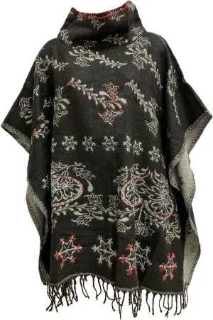 Yoga Trendz Unisex Indian Ethnic Reversible Turtle Neck Wool Blend Shawl Wrap Cape Poncho