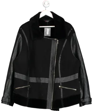 Yours Black Faux Fur Trimmed Jacket UK 26-28
